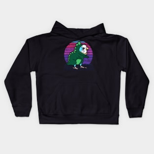 Vaporwave blue budgie Dinosaur Kids Hoodie